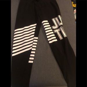Justice black and white sweatpants